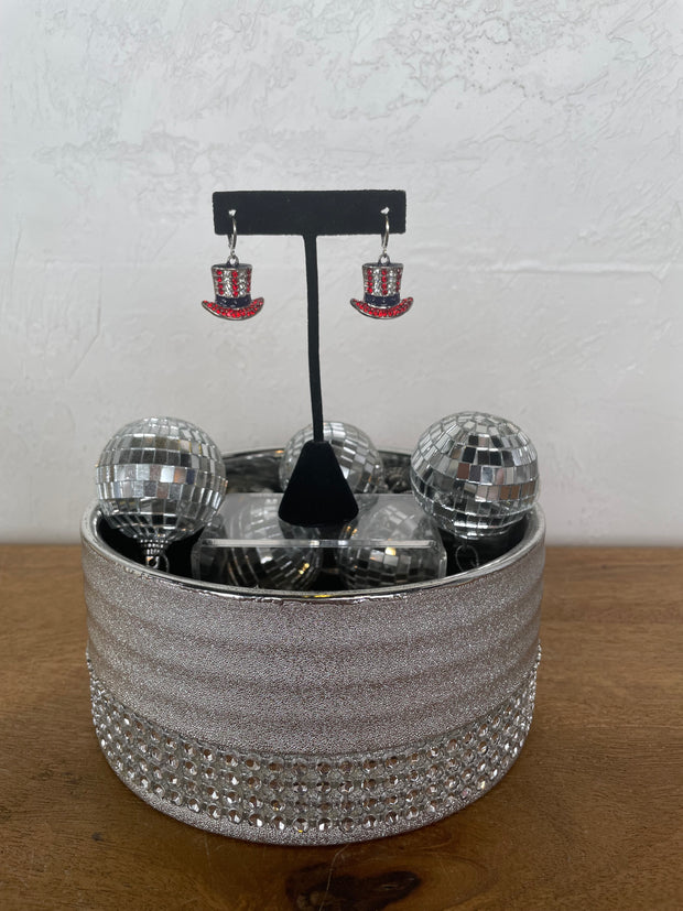 Uncle Sam Hat Sparkle Earrings