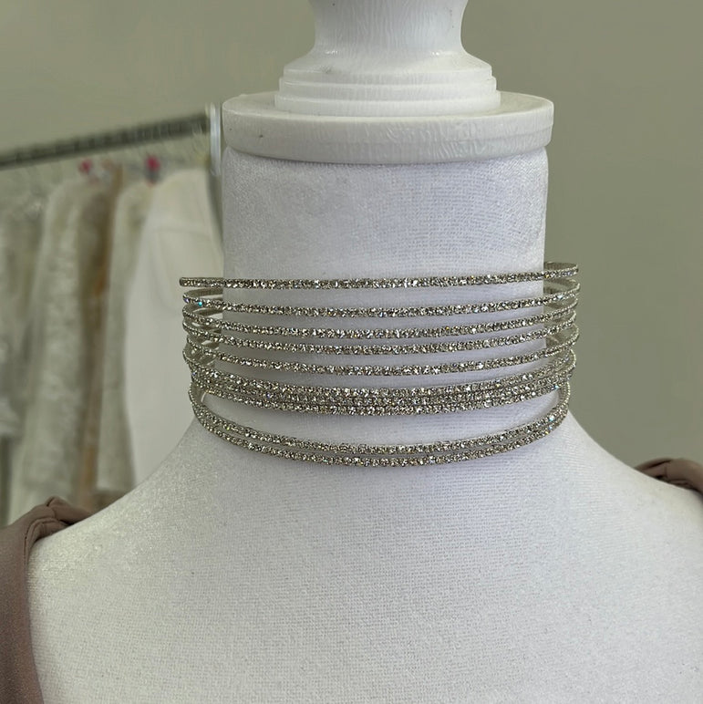 Silver Rhinestone Choker