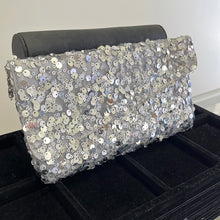 Load image into Gallery viewer, Silver Sequin Clutch Purse