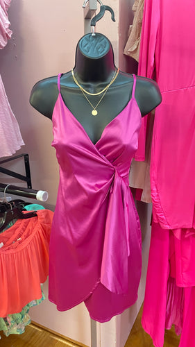 Tie satin dress