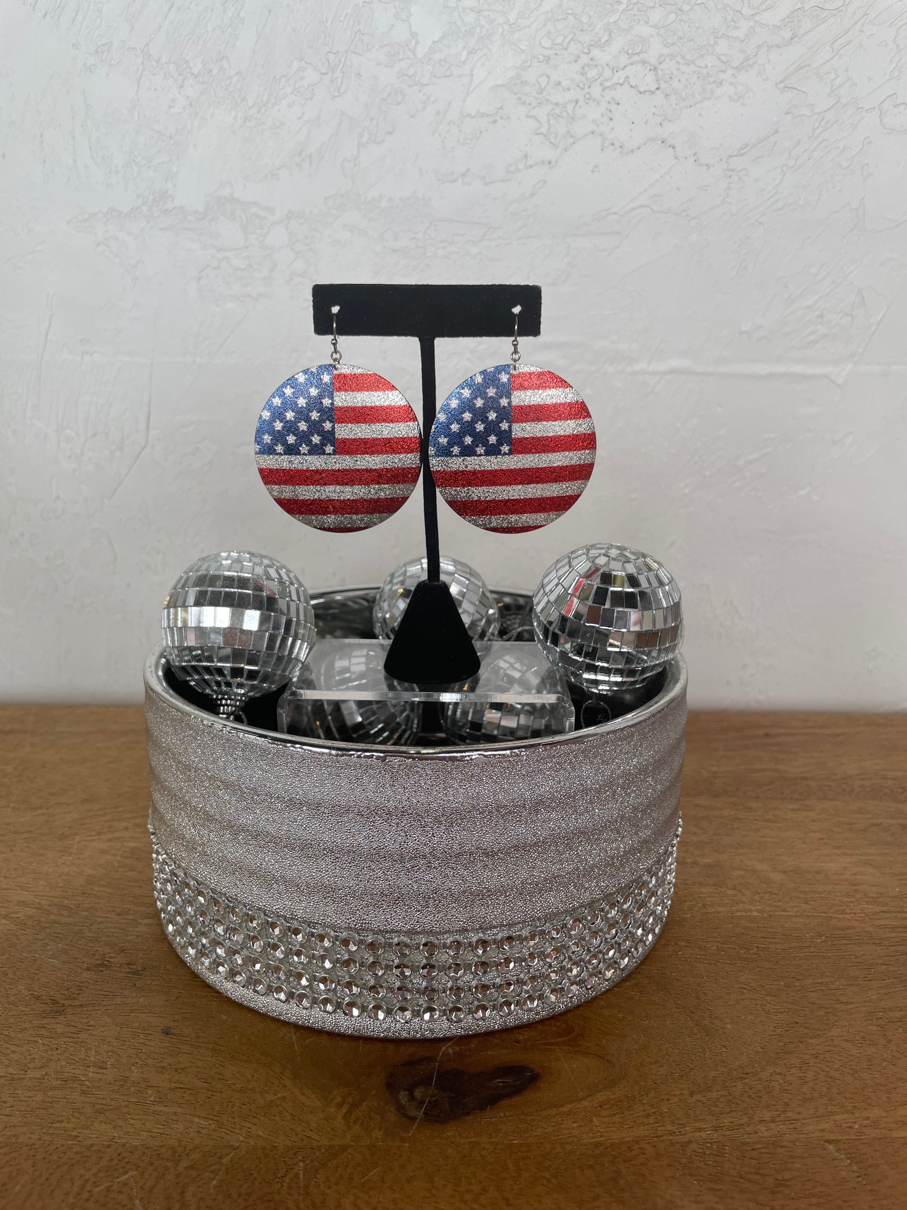 American Flag Disk Earrings