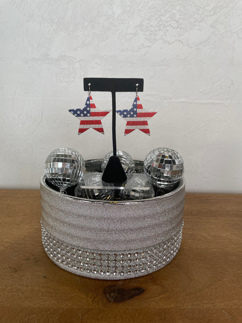 American Flag Star Earrings