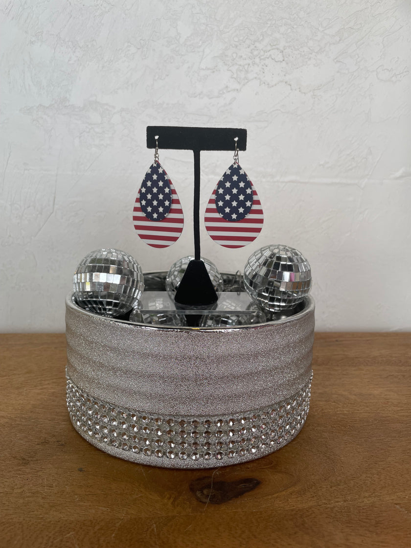 American Flag Teardrop Earrings