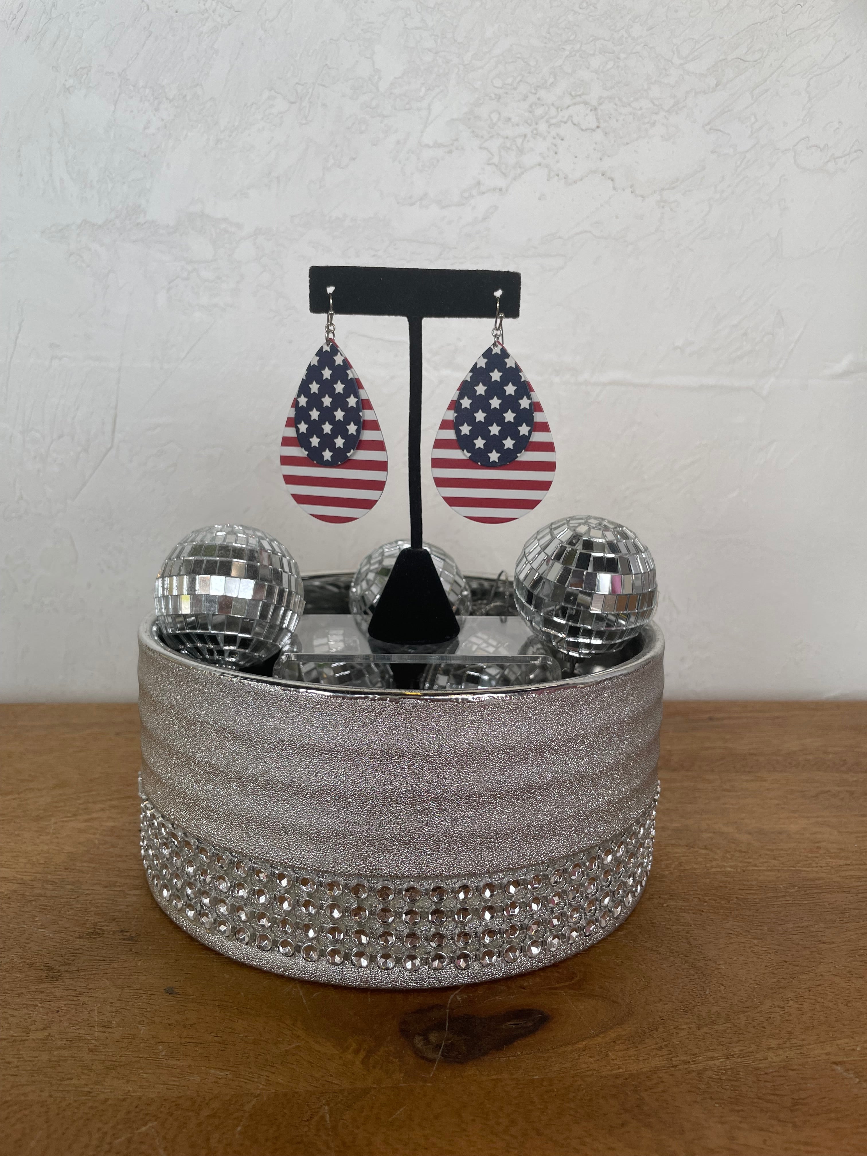 American Flag Teardrop Earrings