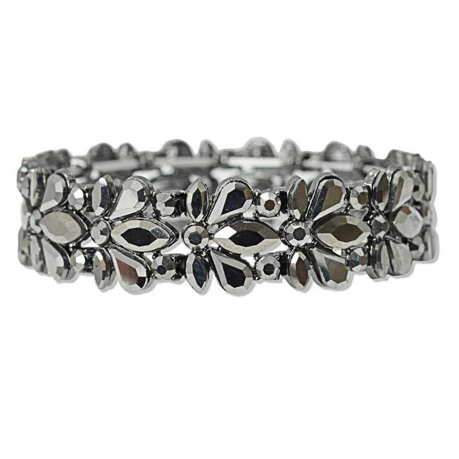 Teardrop Marquise Round Rhinestone Accent Stretch Bracelet