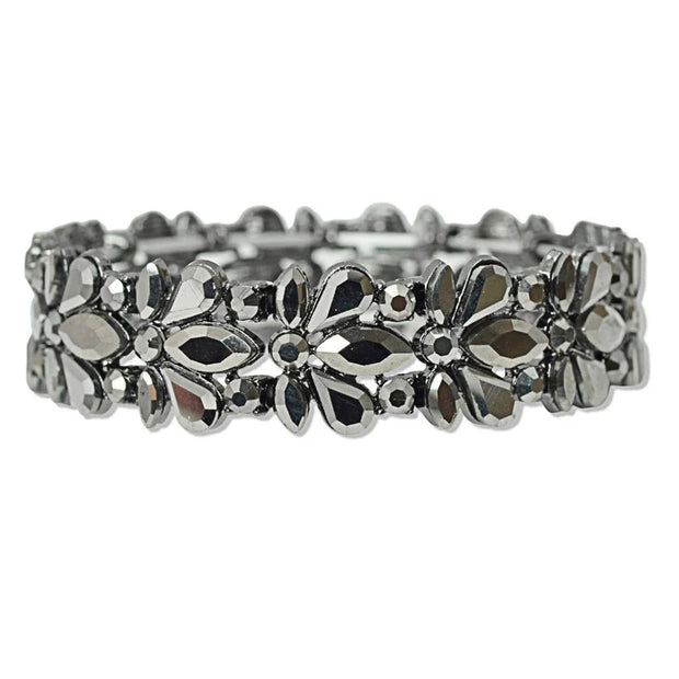 Teardrop Marquise Round Rhinestone Accent Stretch Bracelet