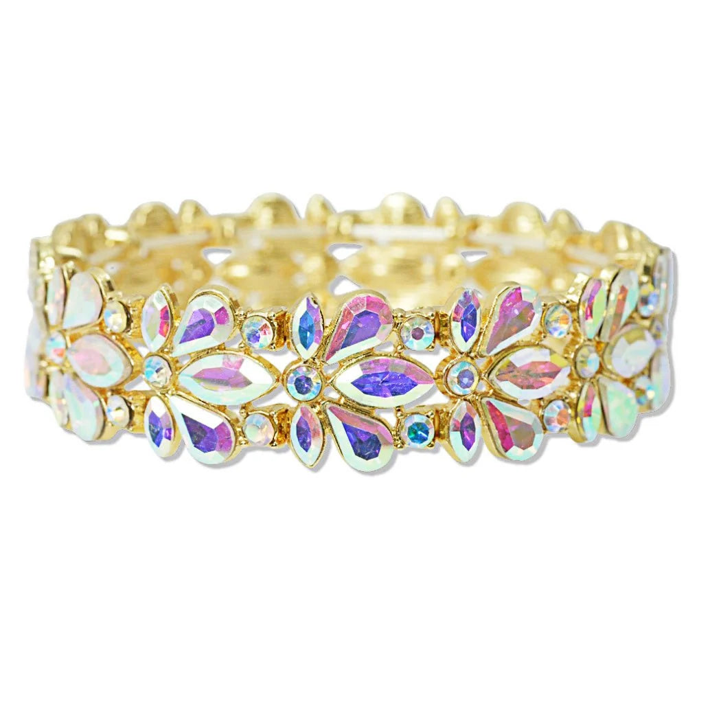 Teardrop Marquise Round Rhinestone Accent Stretch Bracelet