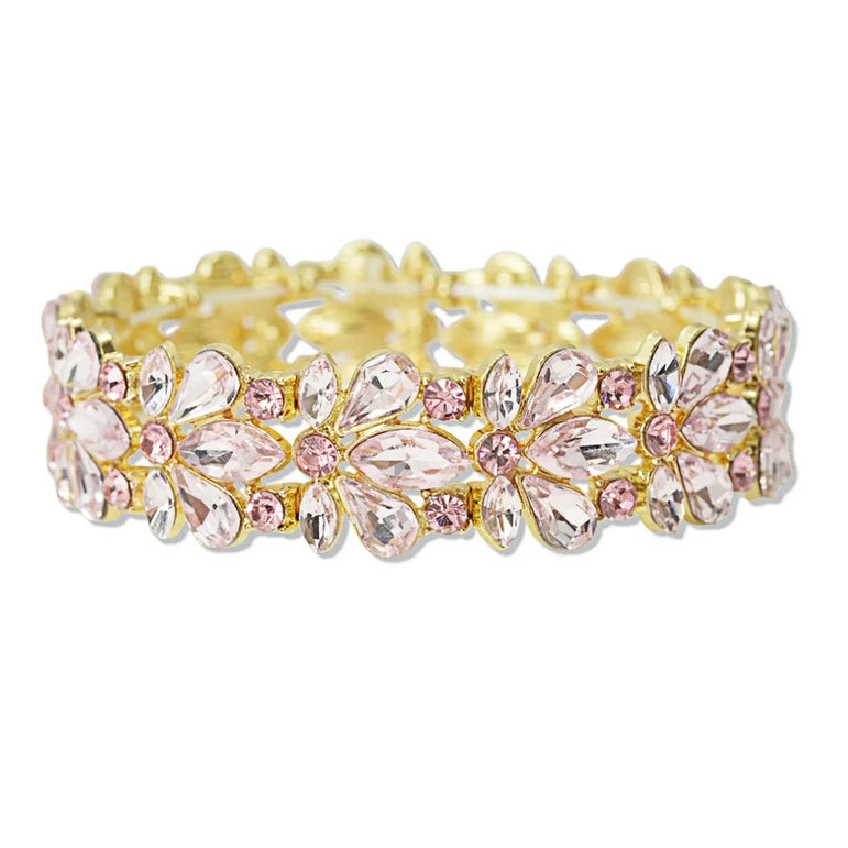 Teardrop Marquise Round Rhinestone Accent Stretch Bracelet
