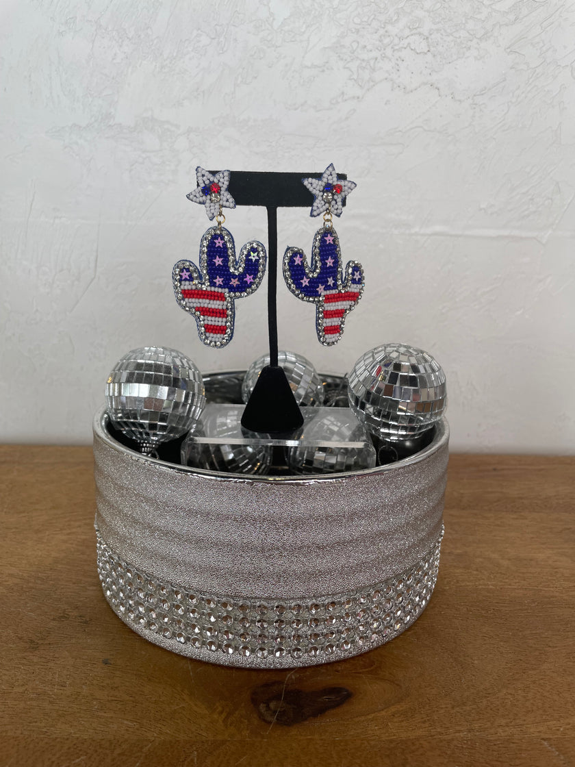 Patriotic Cactus Earrings