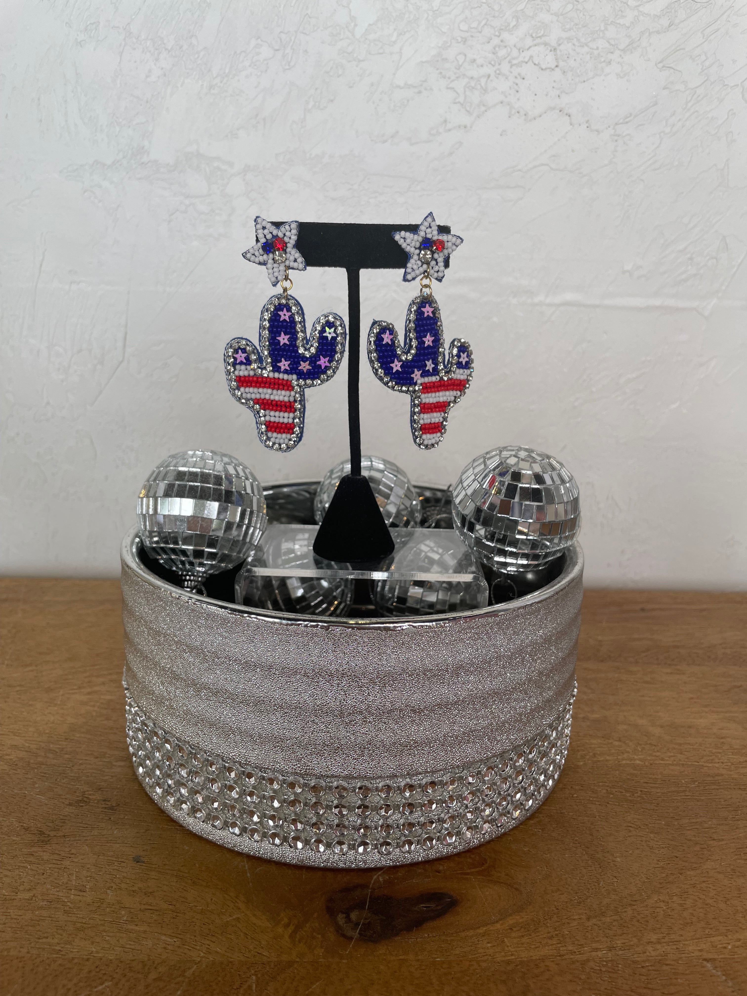 Patriotic Cactus Earrings