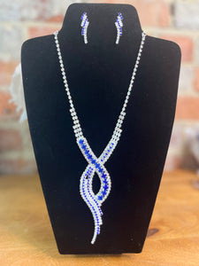 Sapphire Blue Swirl Necklace & Earring Set