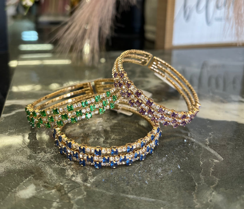 Cubic Zirconia Rhinestone Cuff Bracelet