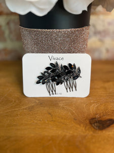 Black Foral Hair Comb