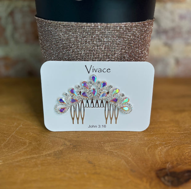 AB Rhinestone Teardrop Hair Comb