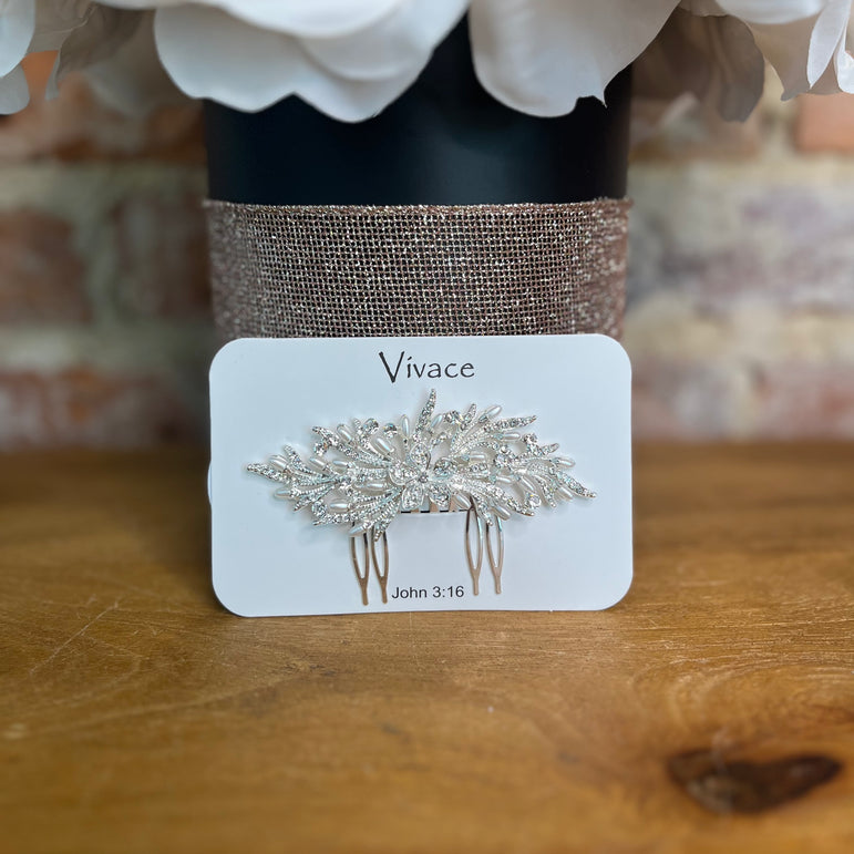 Rhinestone & Pearl Hair Comb