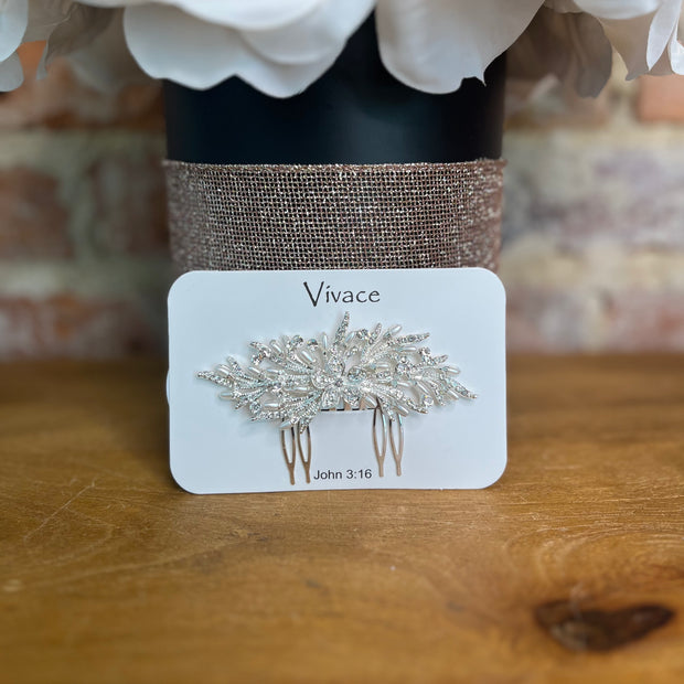 Rhinestone & Pearl Hair Comb