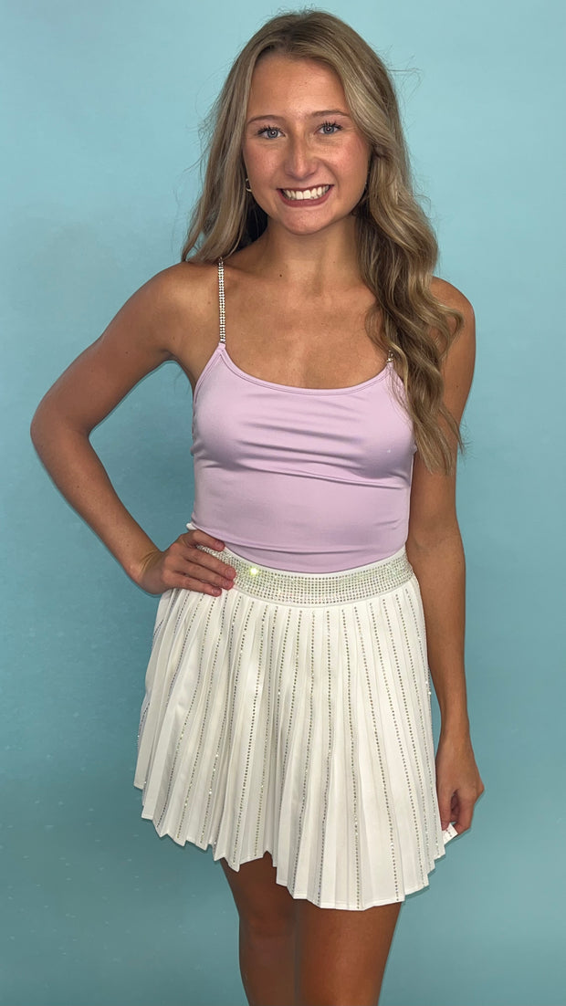 Lilac Tank with Rhinestone Straps