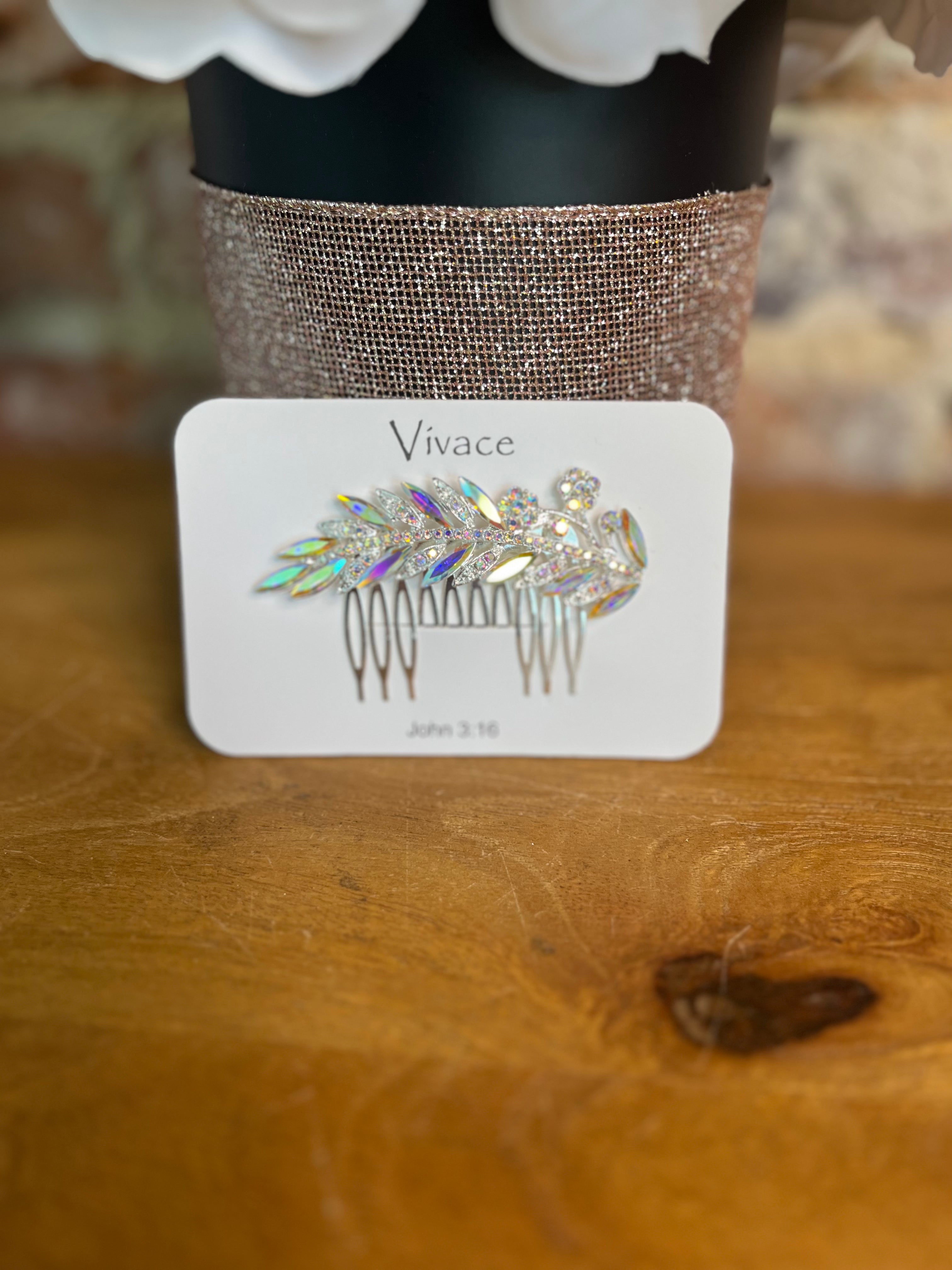 AB Rhinestone Leaf Hair Comb