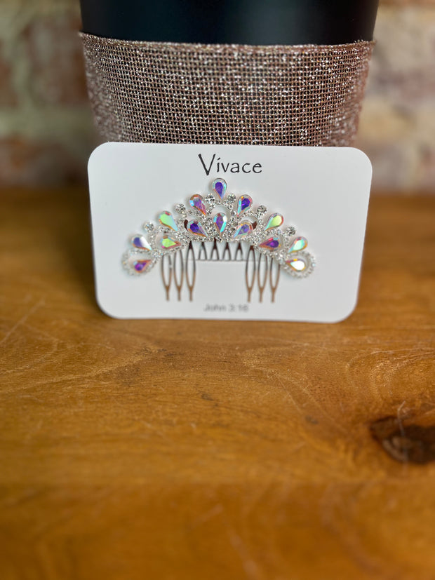 AB Rhinestone Teardrop Hair Comb