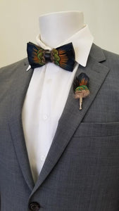 Wild Feather Bow Tie with Lapel Pin