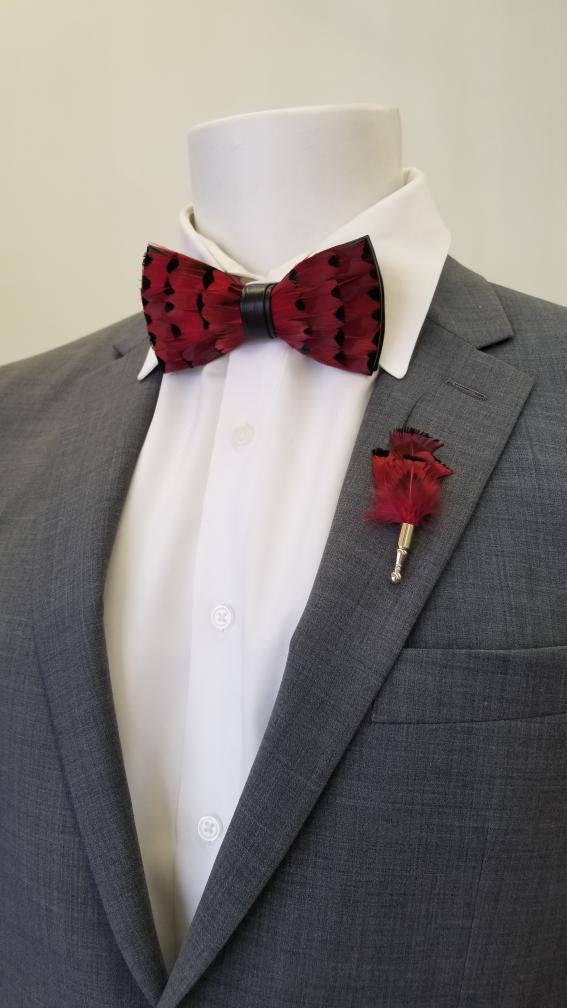 Feathered Bow Tie with Lapel