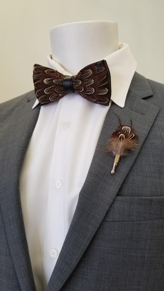 Feathered Bow Tie with Lapel