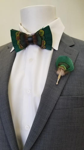 Wild Feather Bow Tie With Lapel Pin