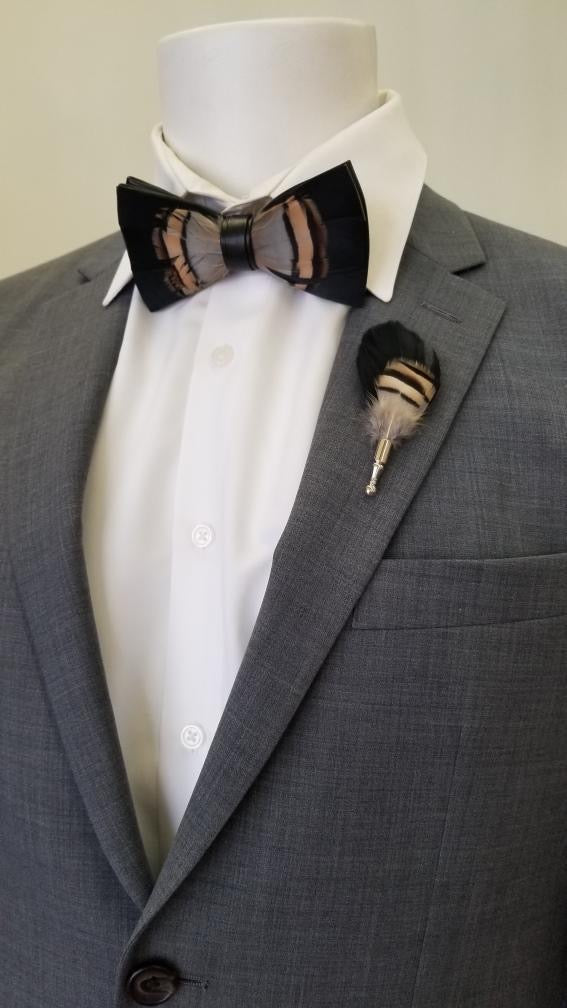 Feather Bow Tie With Lapel