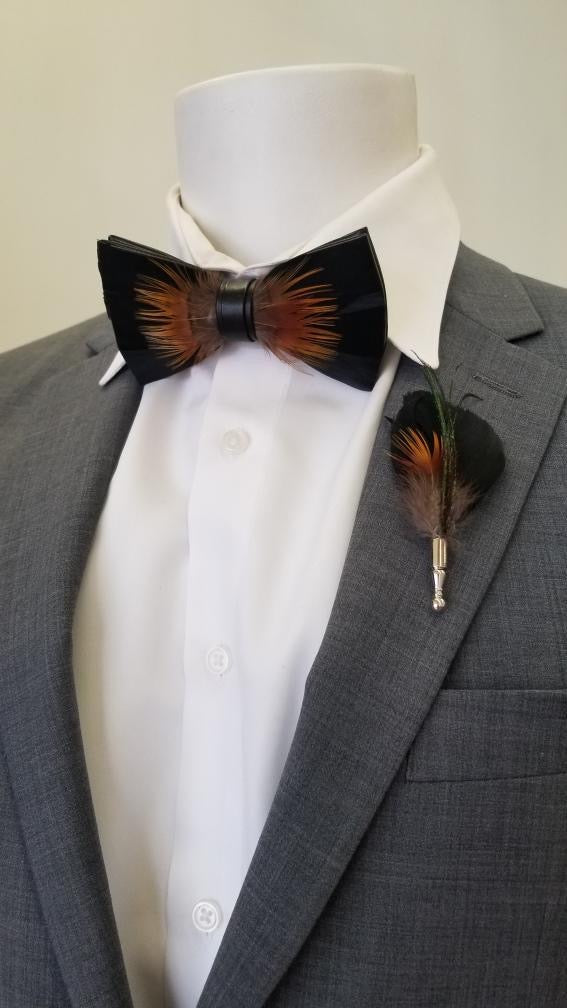 Feather Bow Tie With Lapel