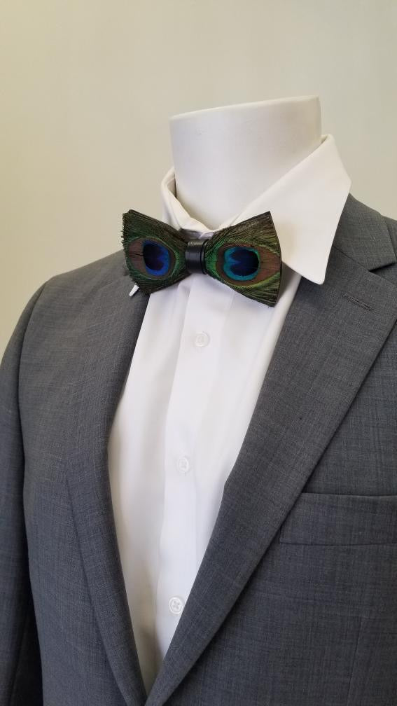 Peacock Feather Bow Tie