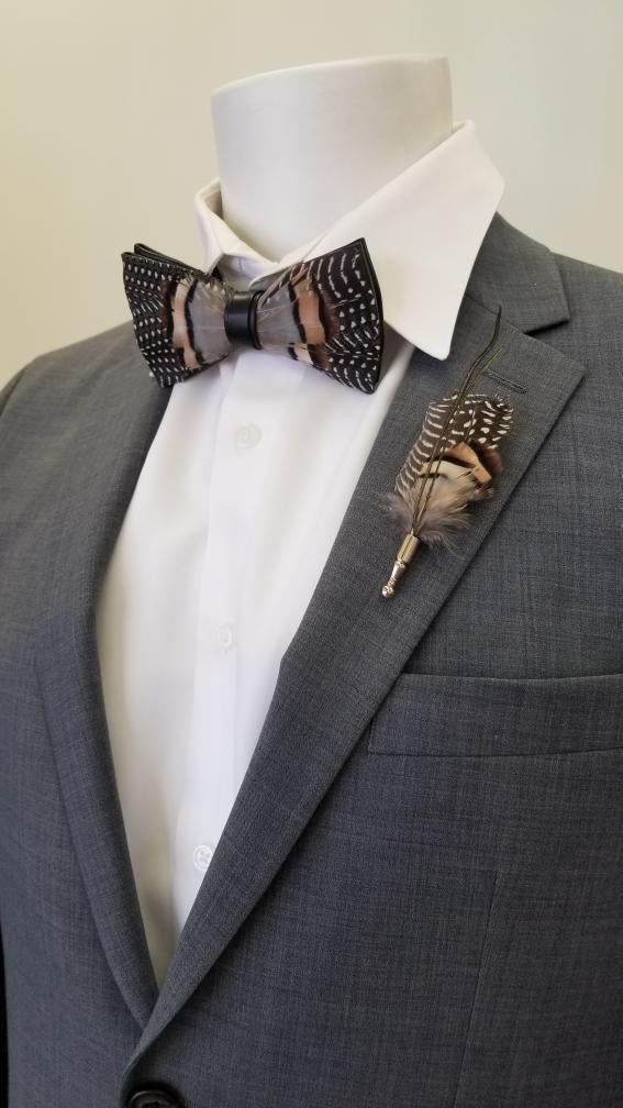 Feather Bow Tie With Lapel