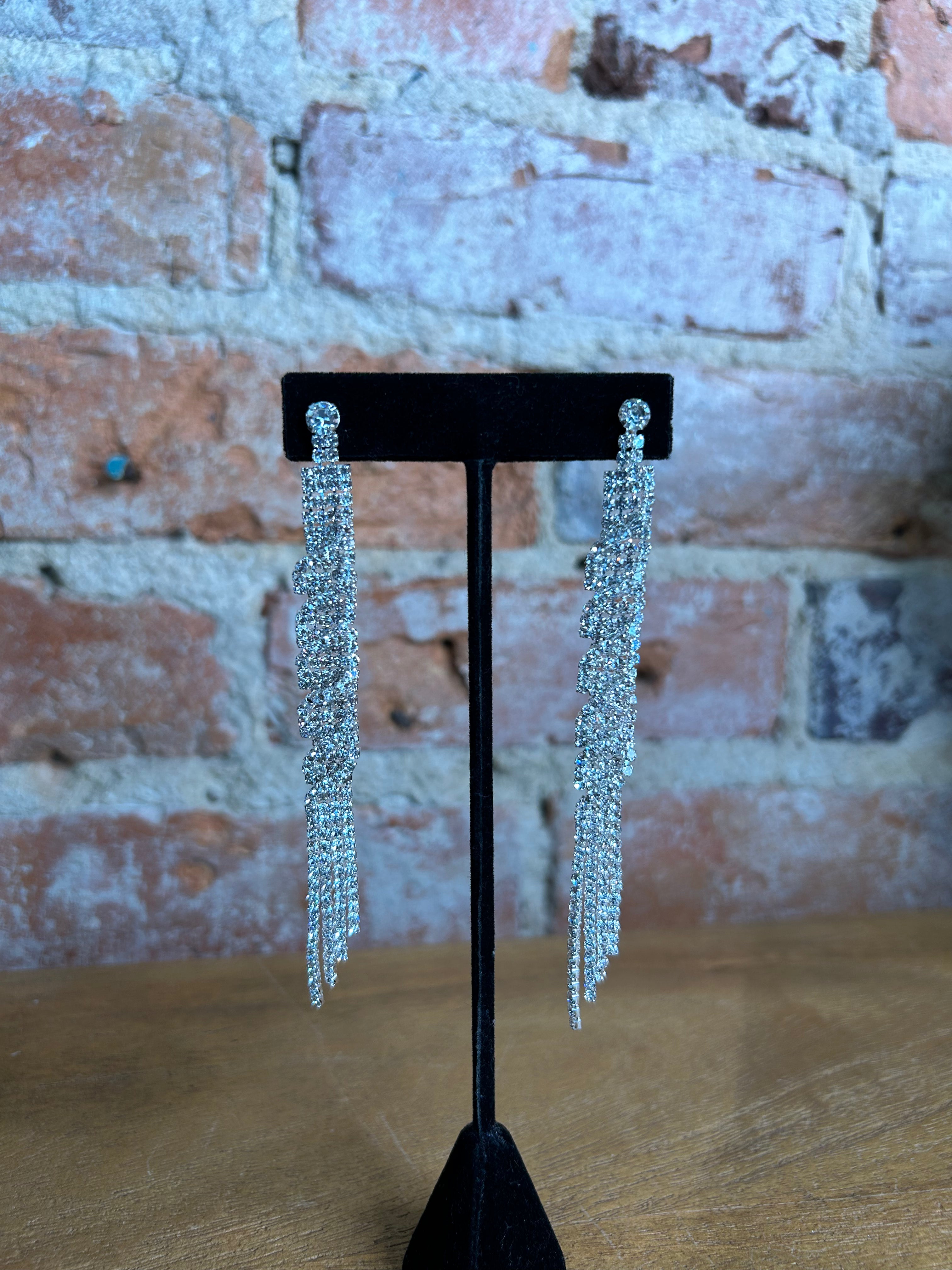 Silver Rhinestone Earrings