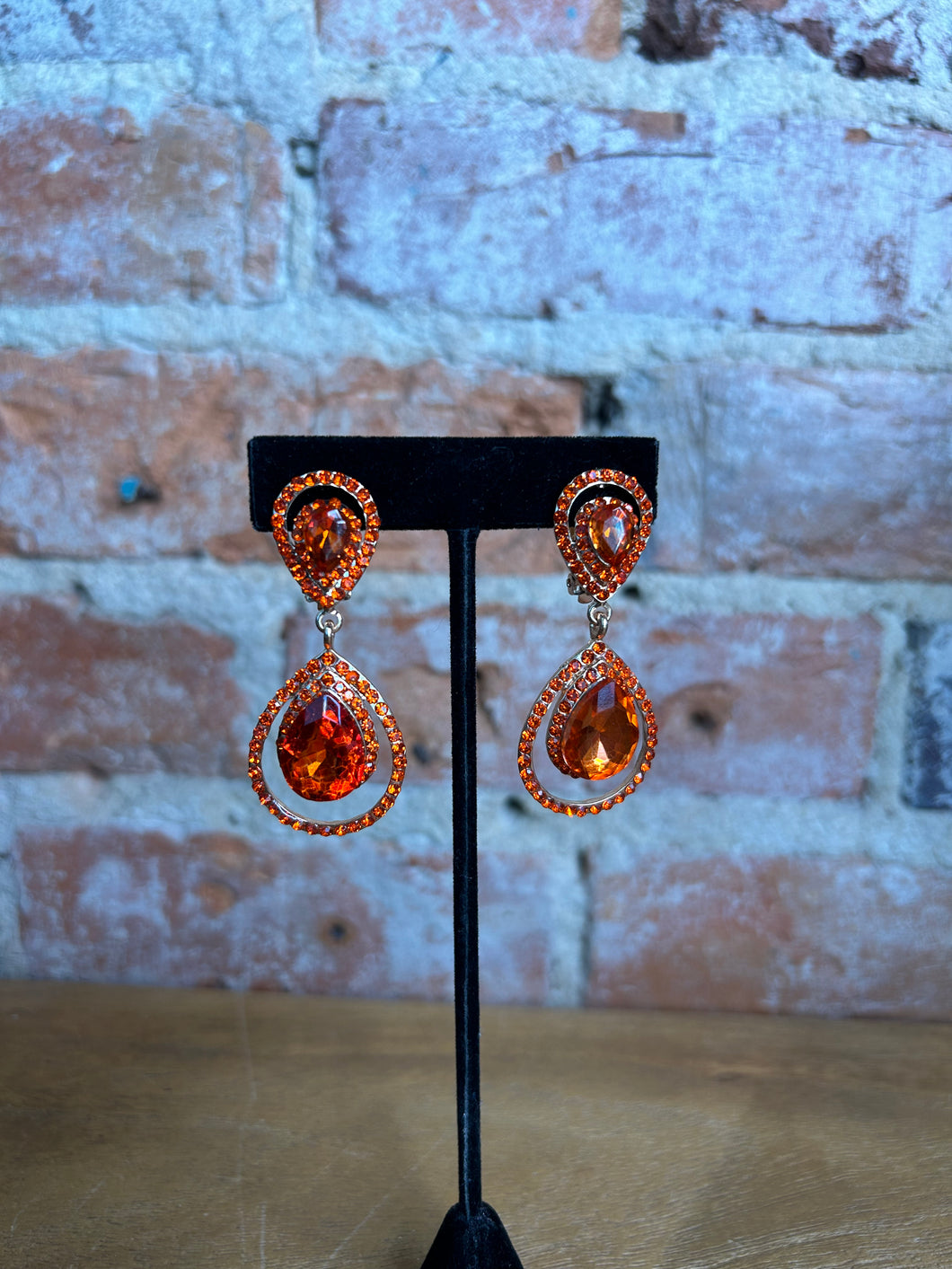 Orange Clip On Earrings