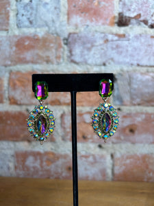 Emerald Cut Multicolor Earrings