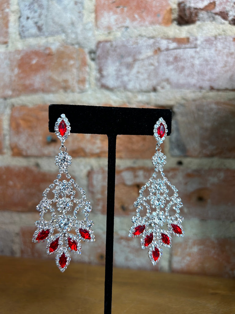 Red Rhinestone Earrings