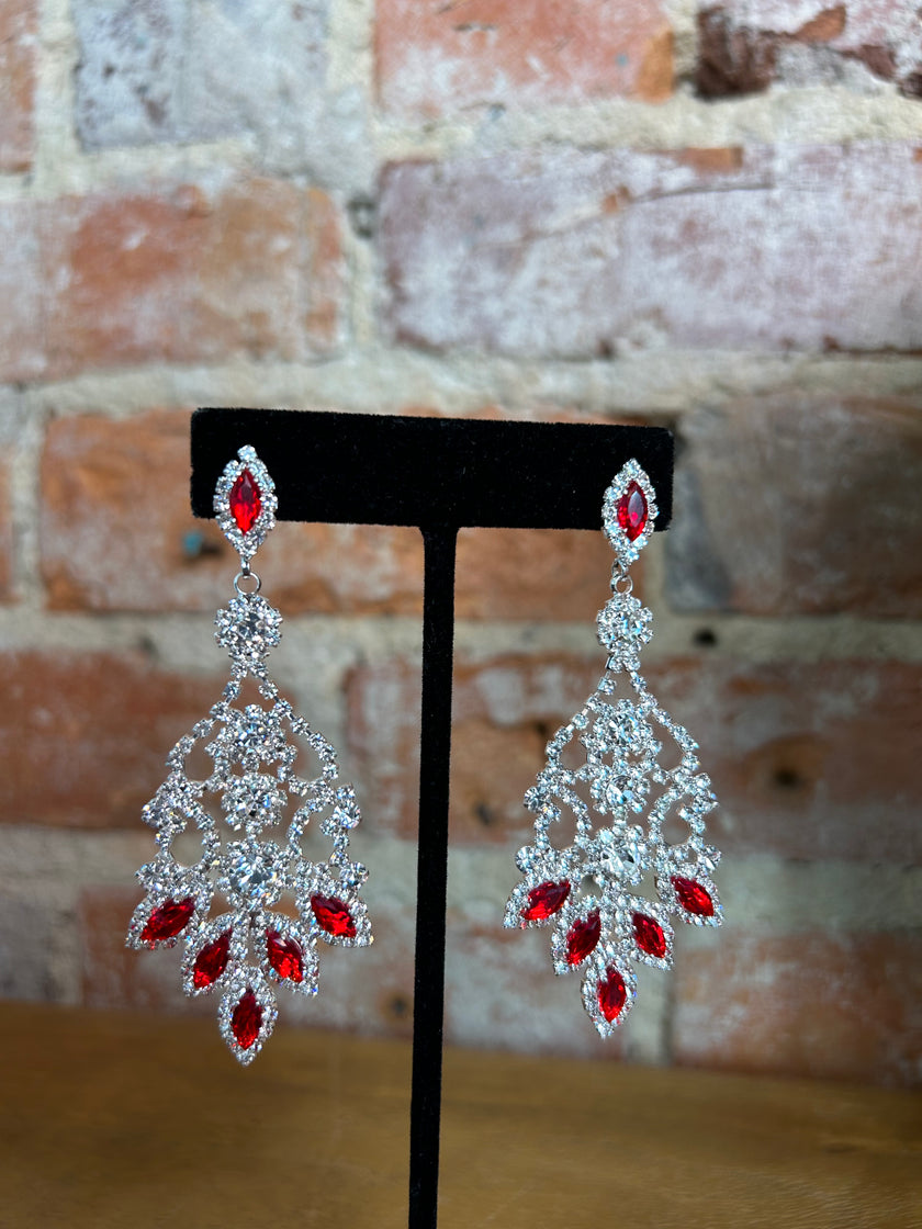 Red Rhinestone Earrings