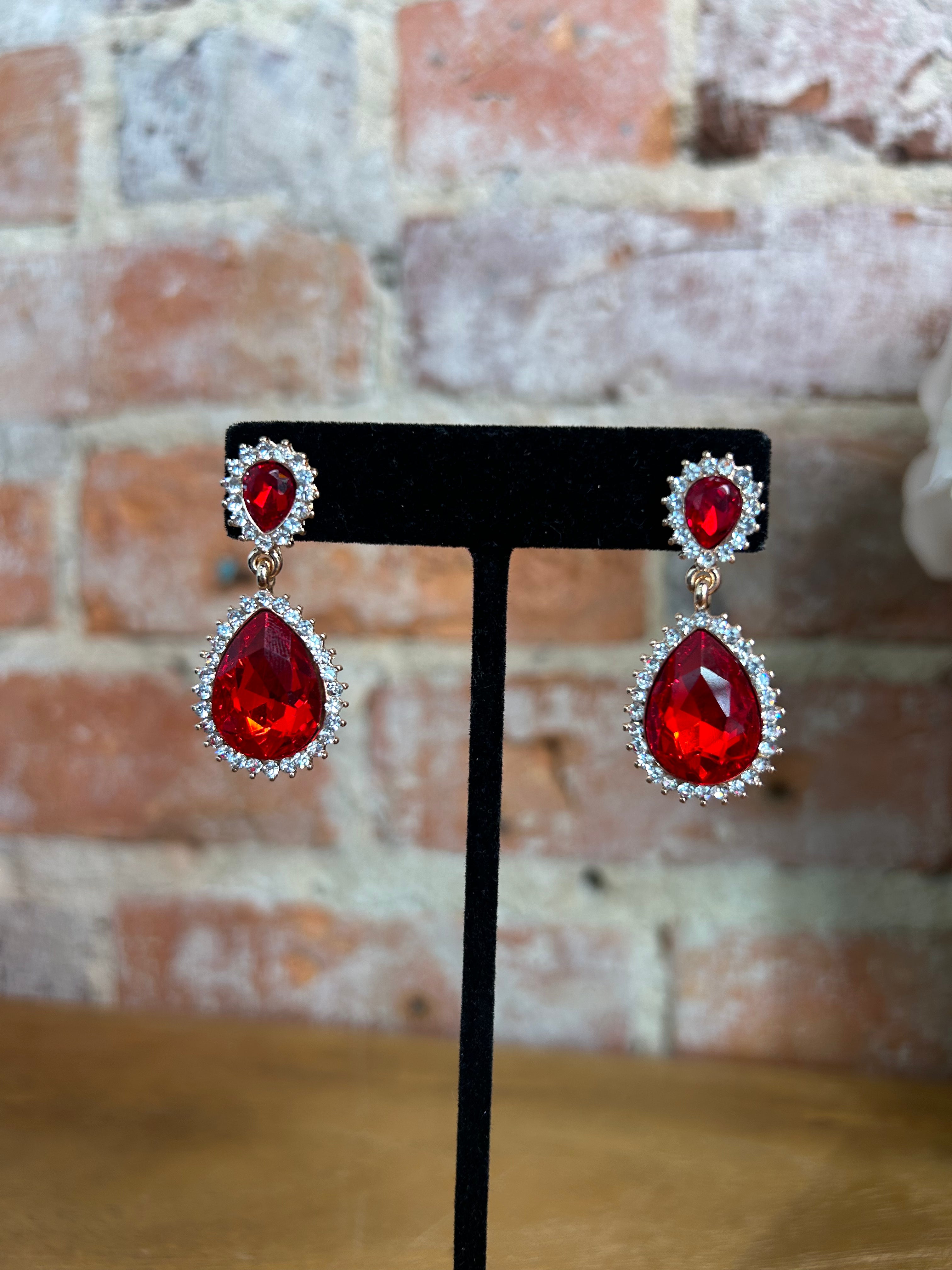 Red Teardrop Earrings