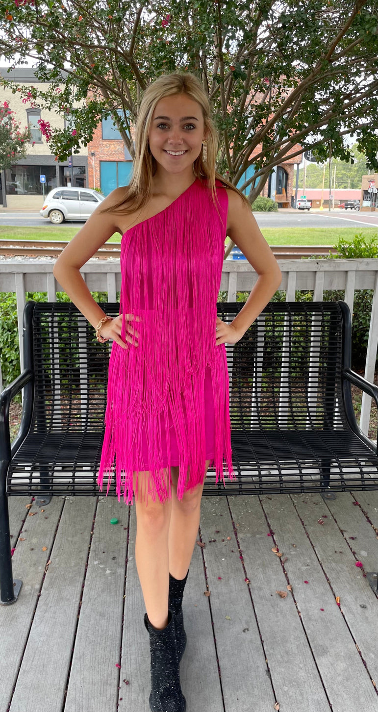 Barbie Pink Fringe Dress - Small Barbie Pink Fringe Dress - Small