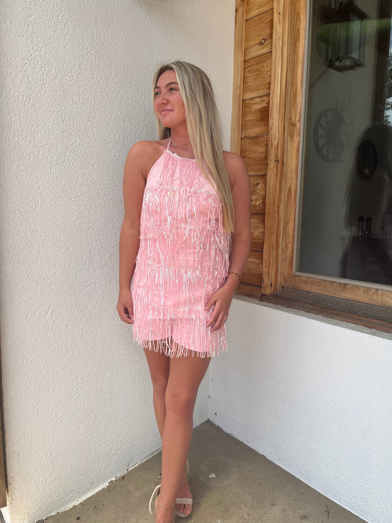 Pink Fringe Sequin Romper G. Marie's Pink Fringe Sequin Romper G. Marie's