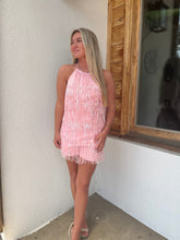 Load image into Gallery viewer, Pink Fringe Sequin Romper