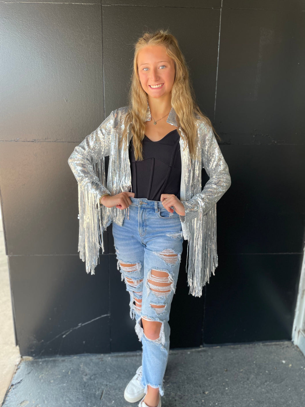 Sequin Fringe Jacket