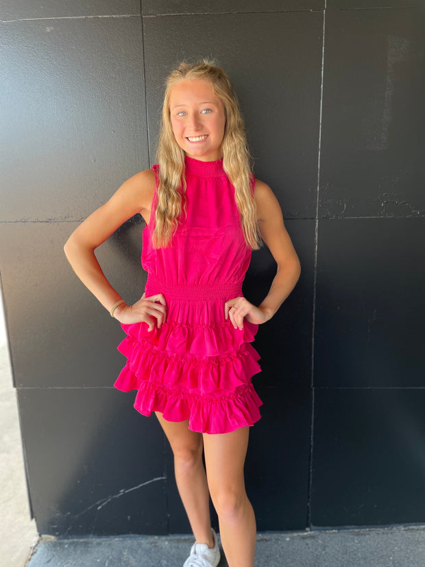 Fuchsia High Neck Dress