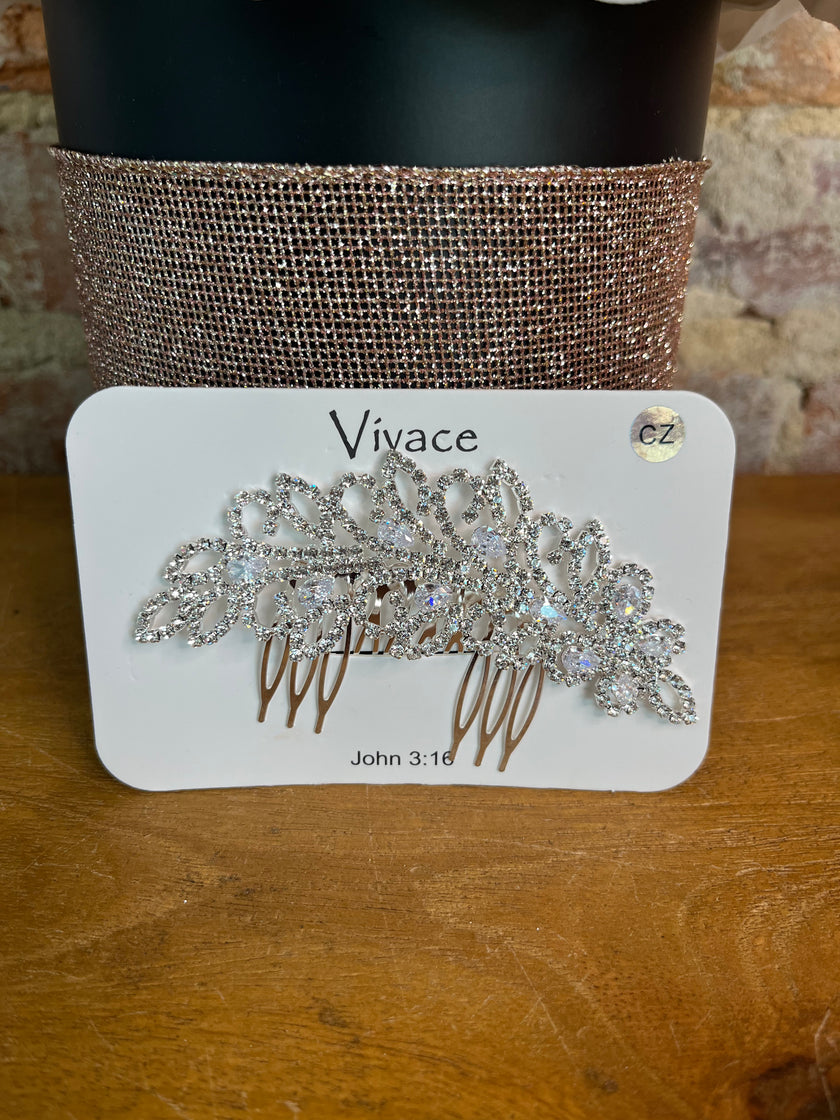 Rhinestone Floral Hair Comb