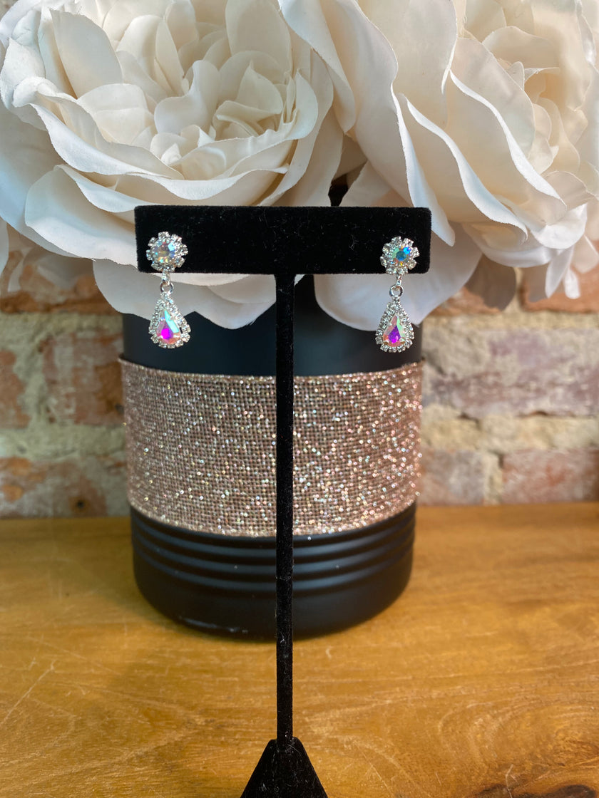 AB Rhinestone Tear Drop Earrings