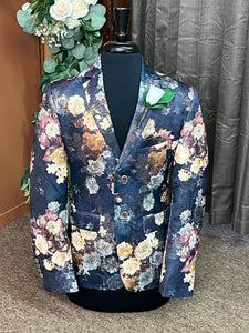 Blue with mauve, cream and gold size 36 R Jacket