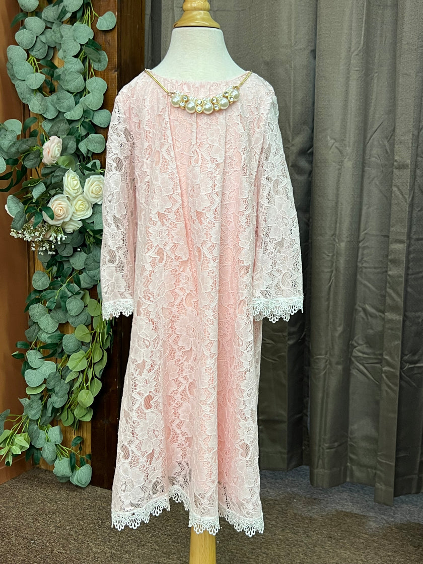 Flower Girl Dress Blush Lace and Pearl detail  size 12