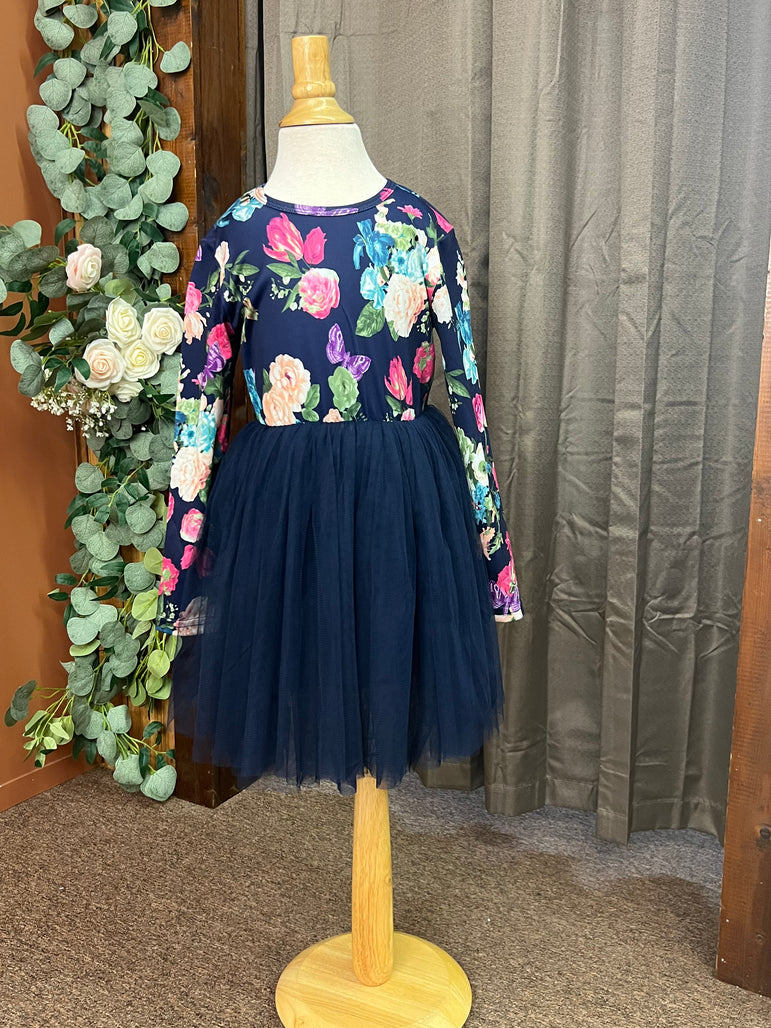 Flower Girl Dress Navy Floral size 6