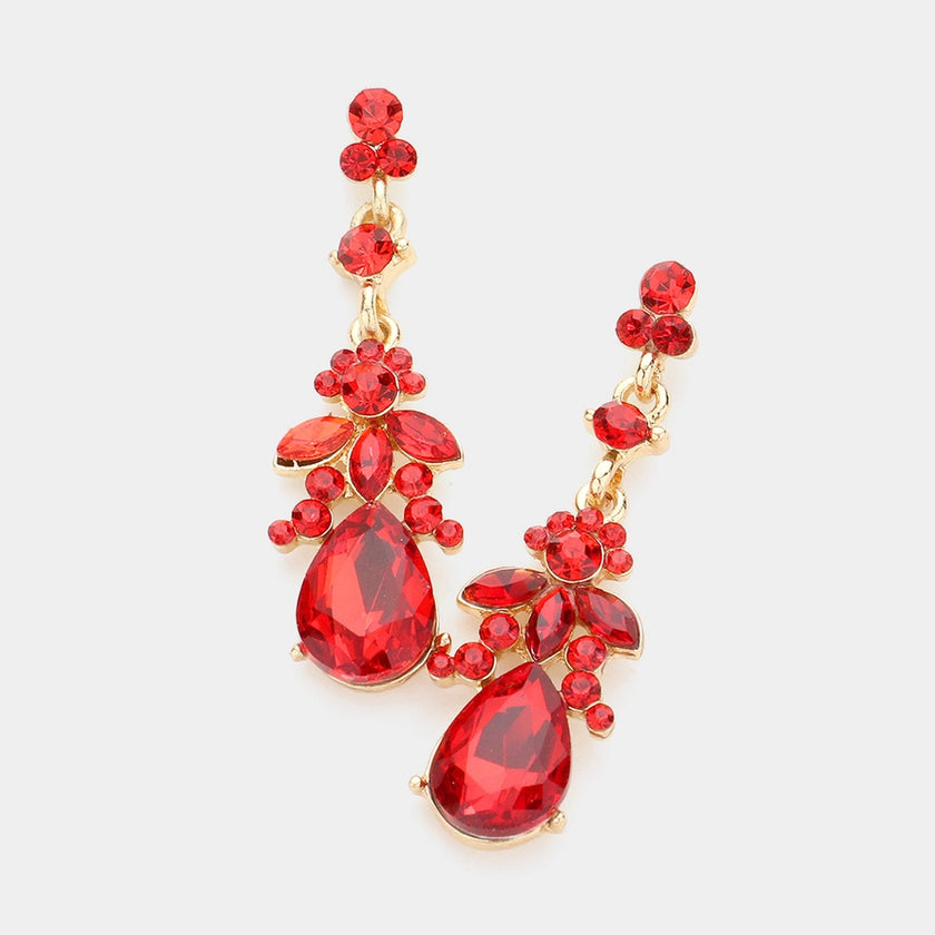 Marquise Crystal teardrop Accented Evening Earrings