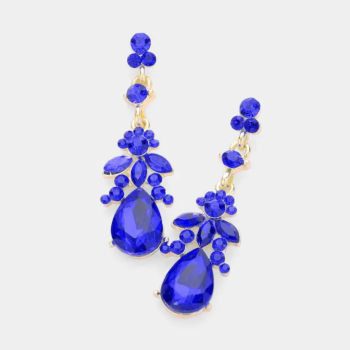 Marquise Crystal teardrop Accented Evening Earrings