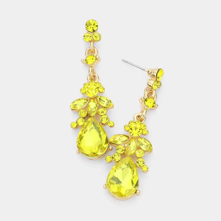 Marquise Crystal teardrop Accented Evening Earrings